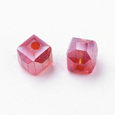 Гальванические стеклянные бусины X-EGLA-D018-4x4mm-M3-1