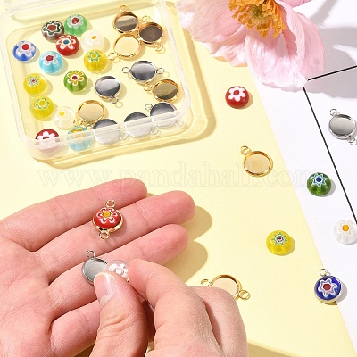 16 шт. 4 стиля подвески из нержавеющей стали с кабошонами STAS-FS0001-79-1