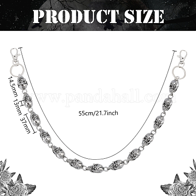 Цепные ремни из цинкового сплава с черепом&nbsp;AJEW-WH0070-24AS-1