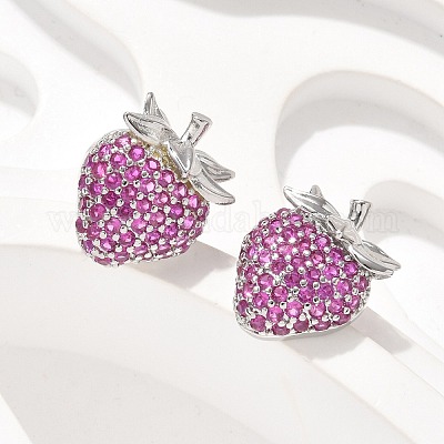 Латунные микро проложить серьги стержня кубического циркония EJEW-Q015-13P-01-1