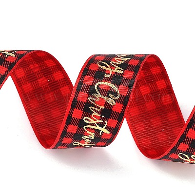 Wholesale 22M Flat Merry Christmas Printed Polyester Satin Ribbons 