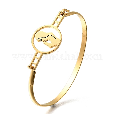 Женские браслеты с плоскими круглыми звеньями из нержавеющей стали 201 BJEW-R014-01G-05-1