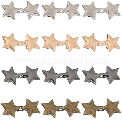 12 шт. 4-цветные регулируемые булавки для джинсов из сплава со звездами AJEW-DJ0004-83-1