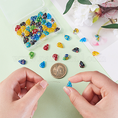 50шт стеклянные подвески миллефиори ручной работы&nbsp;LK-CJ0001-07-1