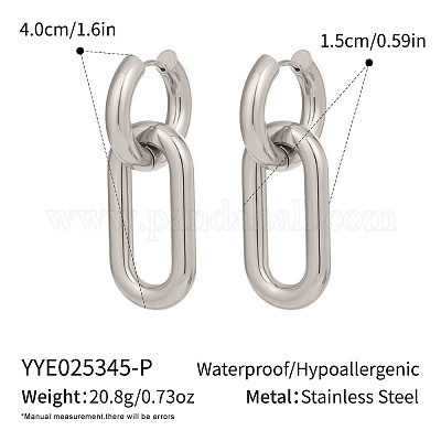 Овальные серьги-кольца из нержавеющей стали 304 AW2454-3-1