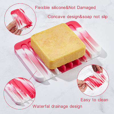 Wholesale AHANDMAKER 4Pcs Silicone Soap Dish Self Draining Soap