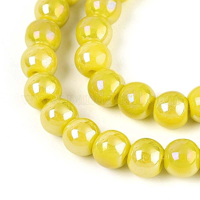 Гальванические непрозрачные стеклянные бусины GLAA-T032-P6mm-AB16-1