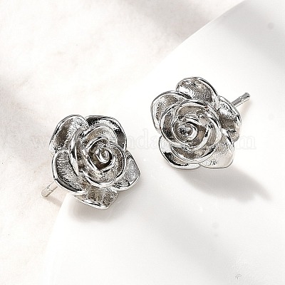 Серьги-гвоздики в виде цветка из латуни EJEW-P322-06A-P-1