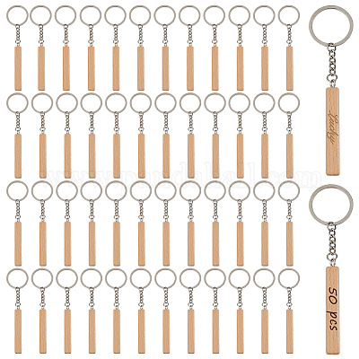 Брелки из сплава дерева&nbsp;KEYC-WH0053-014P-1