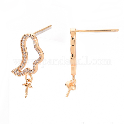 Серьги из латуни с микропейвом и прозрачным фианитом KK-T062-233G-NF-1