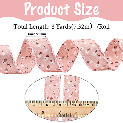 1 рулон полиэстеровых лент с цветочным принтом SRIB-CY0001-11-1
