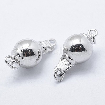 Антикоррозийные родиевые застежки из стерлингового серебра 925 пробы STER-F037-017P-8mm-1