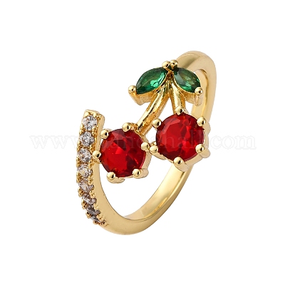 Женские кольца на палец из латуни с микропаве и кубическим цирконием RJEW-U057-13G-02-1