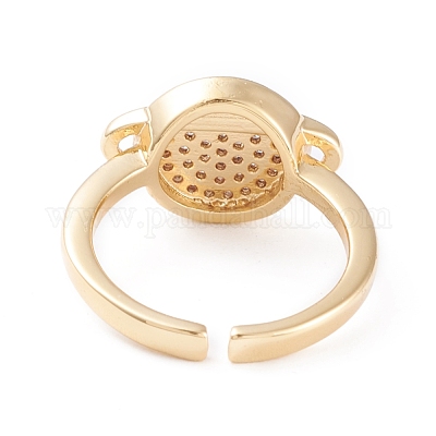 Латунные кольца из манжеты с прозрачным цирконием RJEW-F102-11G-1