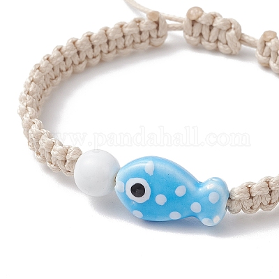 3шт регулируемые фарфоровые бусины ручной работы плетеные браслеты из бисера для детей BJEW-JB11969-1