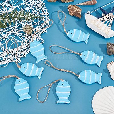 Wholesale GORGECRAFT 8Pcs Wood Fish Hanging Mediterranean Wall Decor Beach  Christmas Decorations with Jute Rope Hanging Fish Nautical Indoor Outdoor  Decorations for Wall Hanging Crafts 
