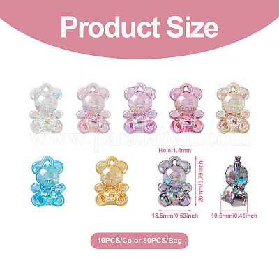 80шт 8 цвета прозрачные акриловые подвески MACR-PJ0001-07-1