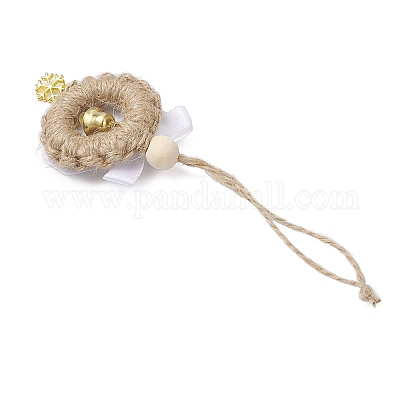 3 шт. Рождественские подвесные украшения в виде бантов из дерева и полиэстера HJEW-JM04193-1