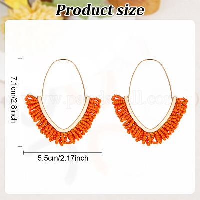 3 пара серег-колец из 3-х цветных стеклянных бусин EJEW-AN0003-74-1