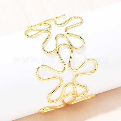 Полые латунные манжеты браслеты для женщин BJEW-C112-04G-1