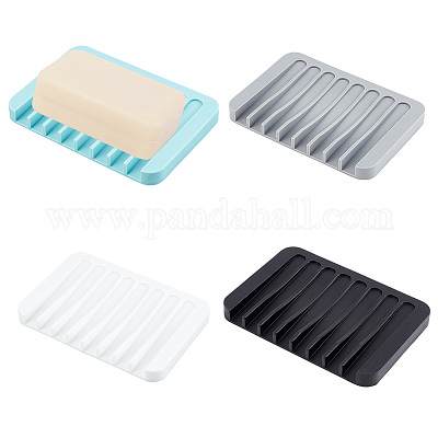 Wholesale AHANDMAKER 4Pcs Silicone Soap Dish Self Draining Soap