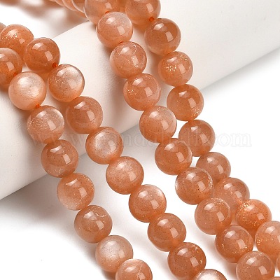 Нити бусин из натурального персикового лунного камня G-L634-B06-8mm-1