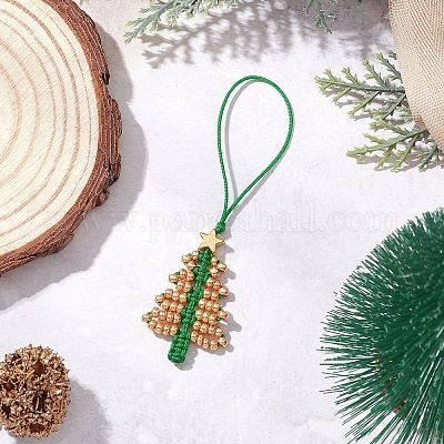 Подвесные украшения из стеклянных бисера на рождественскую елку HJEW-MZ00373-02-1