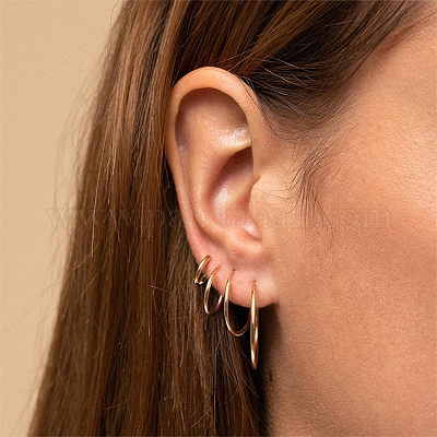 Серьги-кольца из нержавеющей стали 304 EJEW-X0015-03G-1