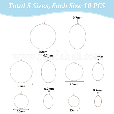 50 шт. 5 стиля латунных сережек-колец KK-UN0004-79-1