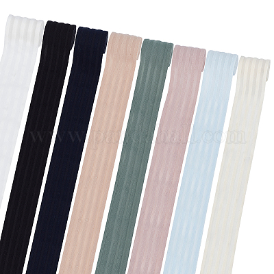 Wholesale FINGERINSPIRE 8Yards Color Stripes Elastic Band 8 Colors
