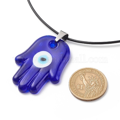 Hamsa Hand Leather Cord Necklace