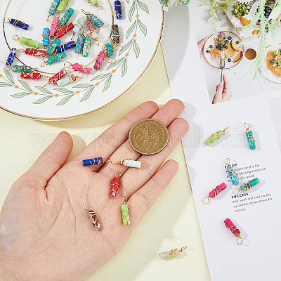 40шт 8 цвета окрашенные подвески из синтетической императорской яшмы PALLOY-AB00106-1