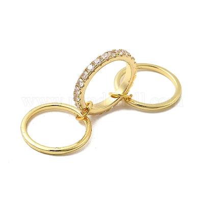 Латунные микро проложить пальцев кольца кубического циркония RJEW-P166-01A-G-1