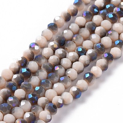 Гальванизировать непрозрачные сплошной цвет стеклянные бусы пряди EGLA-A034-P4mm-I04-1