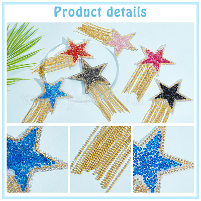 Wholesale PandaHall Elite 6 pcs 3 Sizes Star Crystal Glitter Rhinestone  Stickers Iron on Stickers Bling Star Patches for Dress Home Decoration 