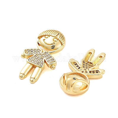 Подвески из латуни с покрытием из прозрачного кубического циркония KK-S379-09G-A-1