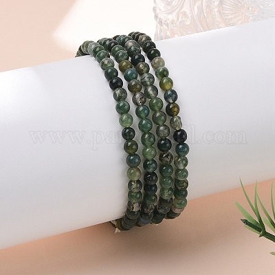 Натуральный мох агат бисер стрейч браслеты XZ8284-1-1