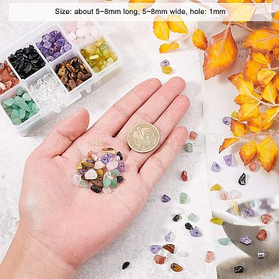 Наборы бусин из натуральных драгоценных камней и стеклянной крошки G-NB0001-51-1