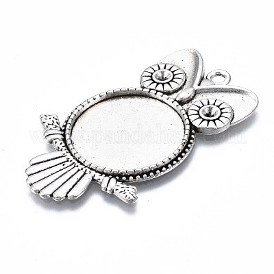 Тибетский стиль сеттинги сплава сова кулон горный хрусталь кабошон TIBEP-TD001-038AS-RS-1