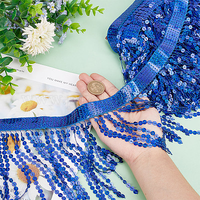 10 ярд полиэфирной кружевной ленты с кисточками DIY-WH0430-569C-1