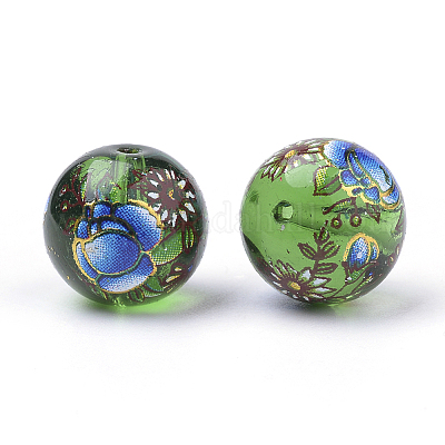 Печатные стеклянные бусины GFB-Q001-10mm-C05-1