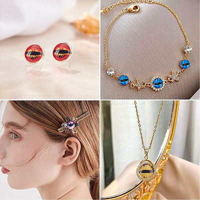 200 шт. полукруглые/купольные стеклянные кабошоны с принтом «глаз дракона» GGLA-SC0001-55-1