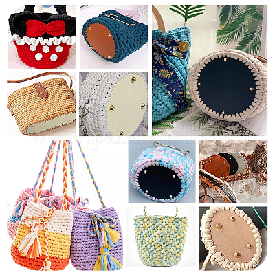DIY Acrylic Handbag Base Shaper Knitting Crochet Bags Bottom Shaper Round  Pu Leather Handbag Purse Base Shaper 14cm Purse Base Shaper Brown Purse