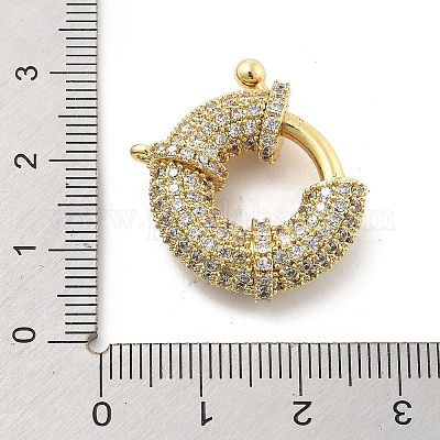 Латунные застежки с пружинным кольцом из прозрачного кубического циркония с микропаве KK-L228-42G-1