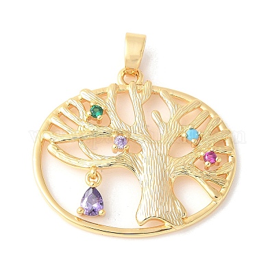 Латунные микропаве прозрачные подвески с фианитом KK-U064-16G-1