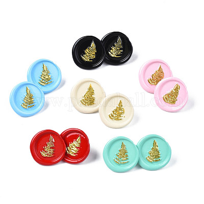 Плоские круглые серьги-гвоздики с парусником для женщин EJEW-N046-014-NR-1