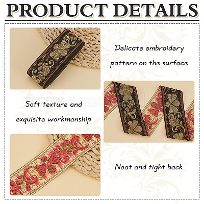 Лента жаккардовая из полиэстера в национальном стиле для аксессуаров одежды OCOR-WH0097-41-1