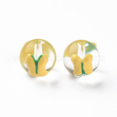 Прозрачные стеклянные эмалевые бусины GLAA-N049-019-1