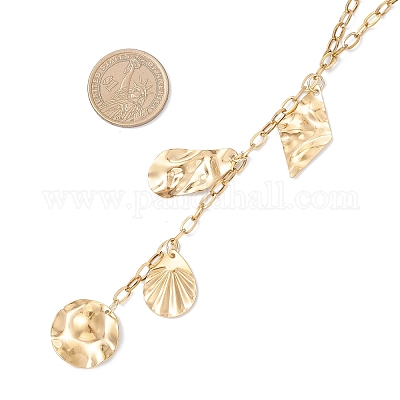 Женские ожерелья с геометрическими кисточками из нержавеющей стали 201 и цепочкой из нержавеющей стали 304 NJEW-JN05593-1