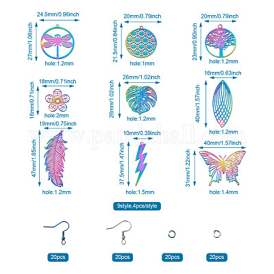 Наборы для изготовления сережек из нержавеющей стали своими руками 9 формы DIY-BT0001-16MC-1